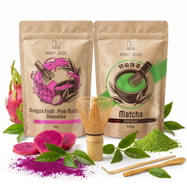 Sada pro barevné Matcha Latte: Matcha + Pink Matcha + příslušenství