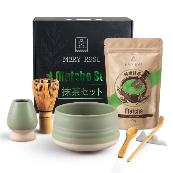 Dárková sada: matcha + matchawan + bambusové příslušenství