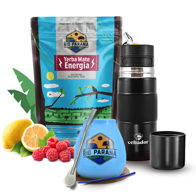 Sada Yerba Maté Rio Parana Energia 500g 0,5kg Yerbomos + Kalabása + Bombilla