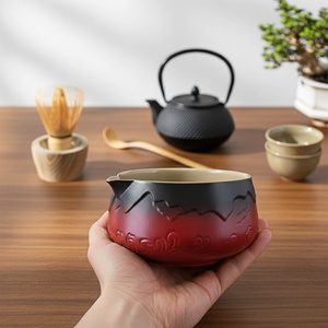 Matchawan – Keramická miska na čaj Matcha s výlevkou – Mountain (červená)