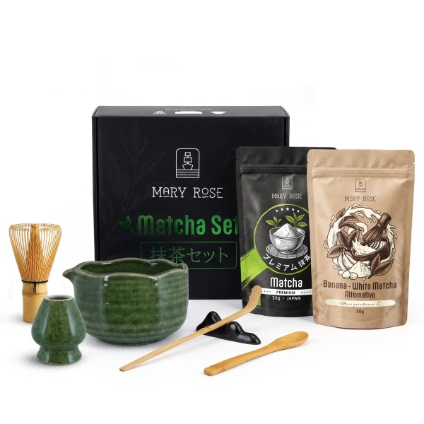 Dárková sada pro barevné Matcha Latte: Matcha + White Matcha + příslušenství