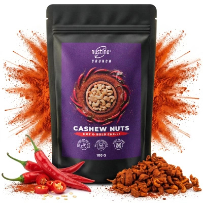 Nustino Crunch – pražené kešu ořechy – Hot & Bold Chilli 100 g